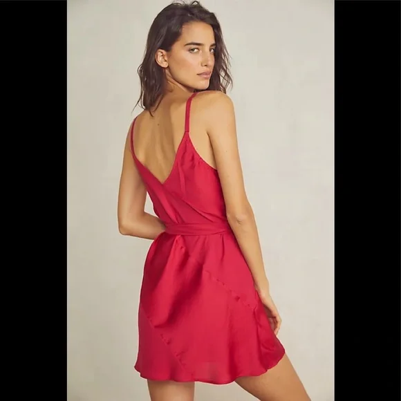 Free People New W Tags Deep V Silky Wrap Style Adjustable Dress Multiple Sizes - Picture 2 of 3